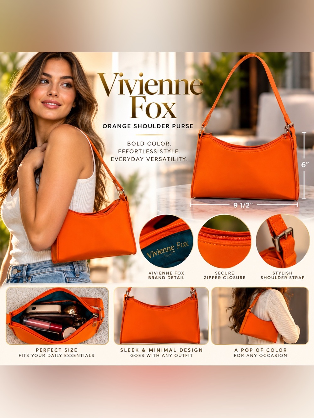 Vivienne Westwood Orange Shoulder Bag 9.5x6”